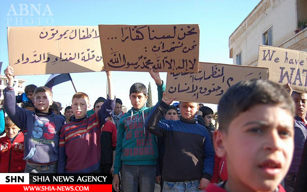 تصاویر اعتراض کودکان شیعه سوری به محاصره