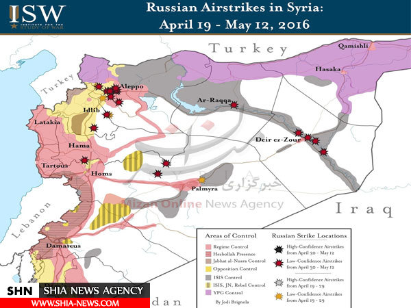 جنگنده‌های روسیه چه مناطقی از حلب را بمباران کردند + نقشه