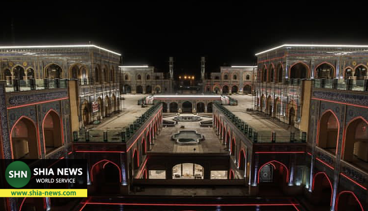 صحن حضرت زهرا(س) در نجف برای نخستین‌بار نورباران شد
