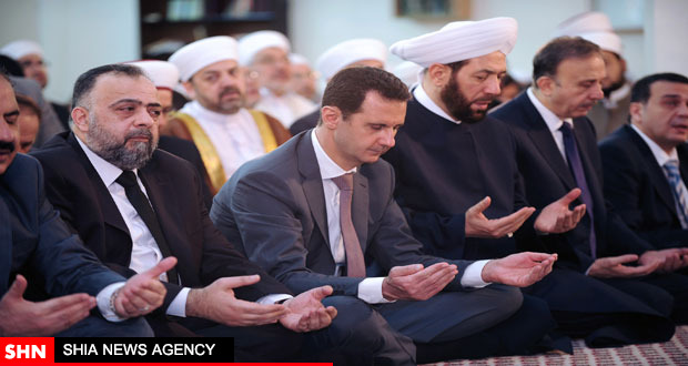 تصاویر / شرکت بشار اسد در نماز عید فطر