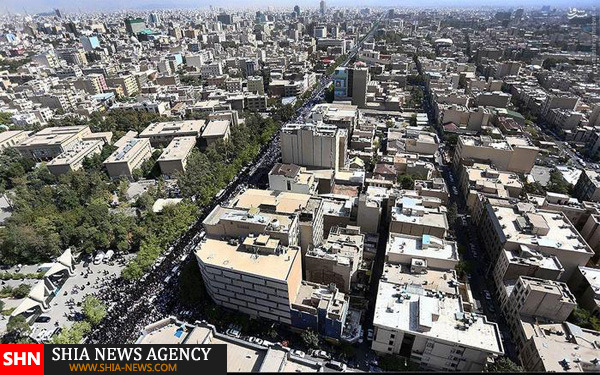 تصاوير هوايي از تشييع شهداي منا در تهران
