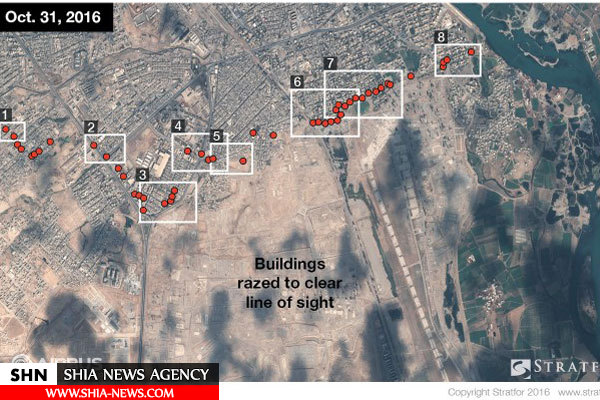 سنگربندی گسترده داعش در قلب شهر موصل+ تصاویر ماهواره‎ای