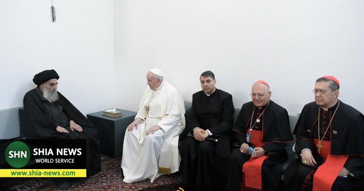 نخستین تصویر از دیدار پاپ فرانسیس و آیت الله سیستانی
