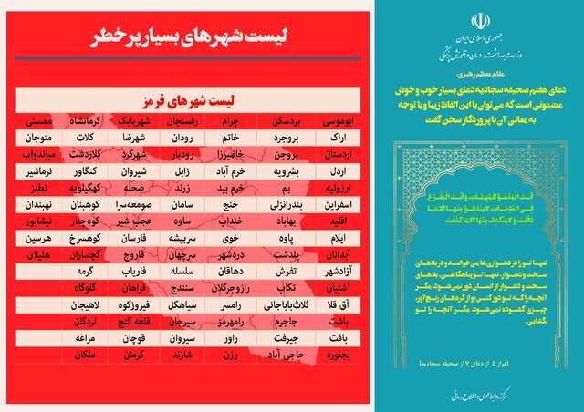 دو رقمی شدن تعداد شهرهای قرمز کرونایی