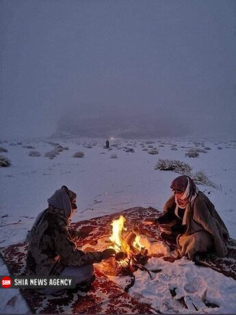 تصاویر/ بارش بی‌سابقه برف در عربستان