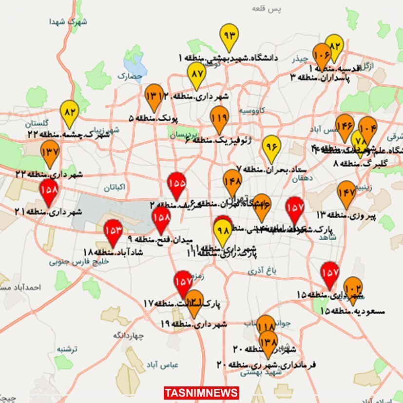 عکس/ آژیر قرمز برای وضعیت آلودگی هوای تهران