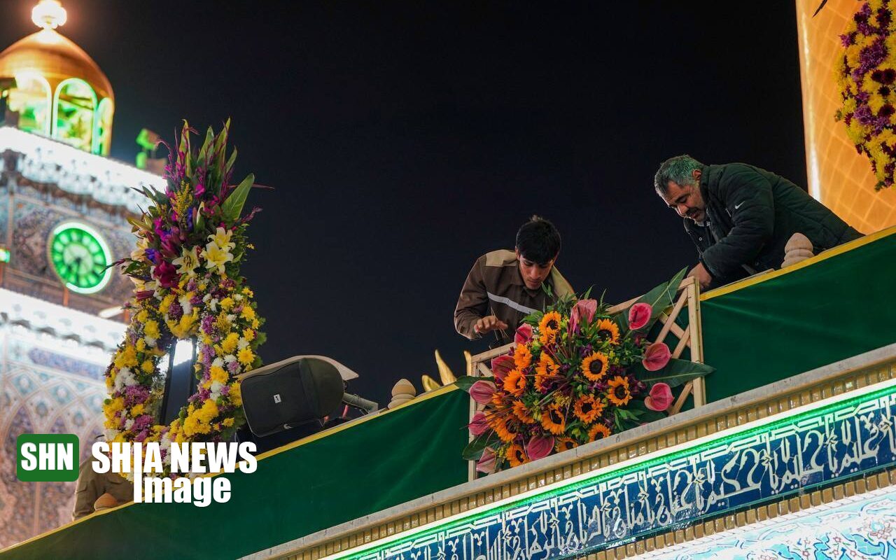 گل‌آرایی حرم علوی در آستانه نیمه شعبان