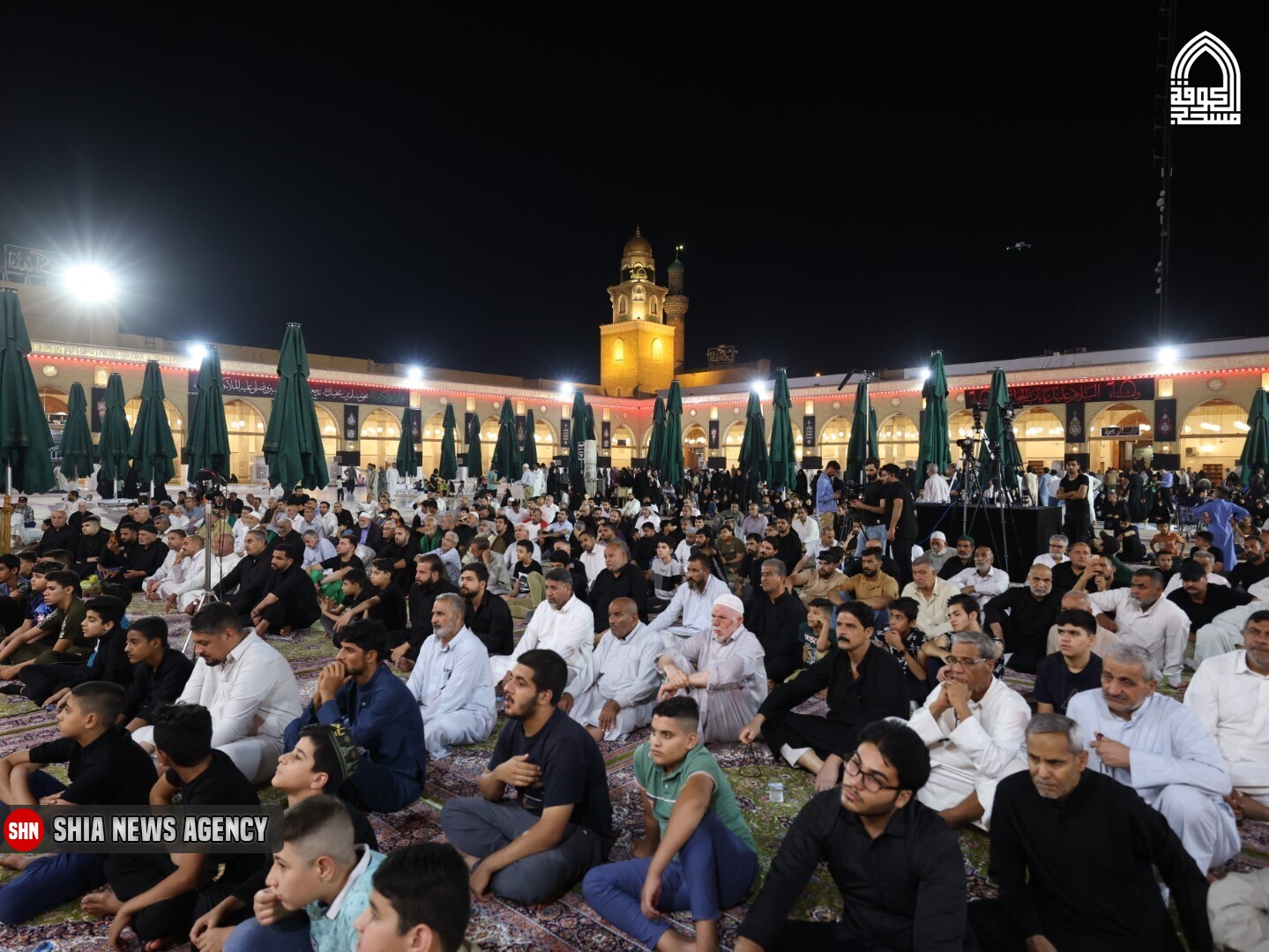 مراسم عزاداری شهادت امام محمد باقر(ع) در مسجد کوفه