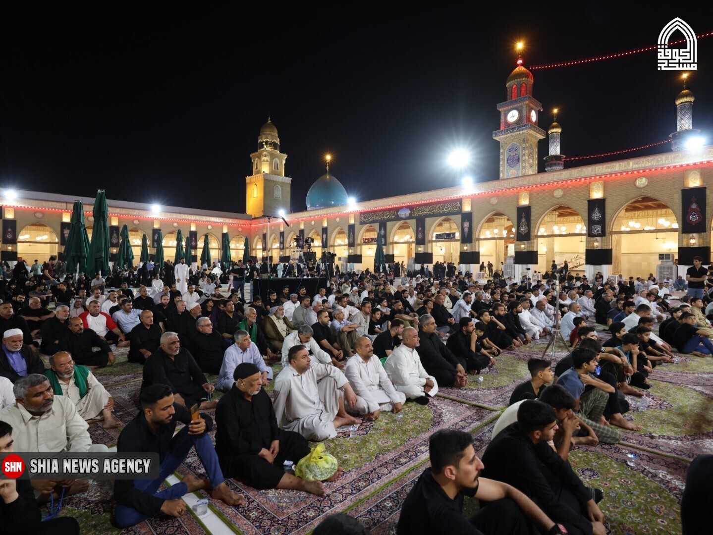 مراسم عزاداری شهادت امام محمد باقر(ع) در مسجد کوفه